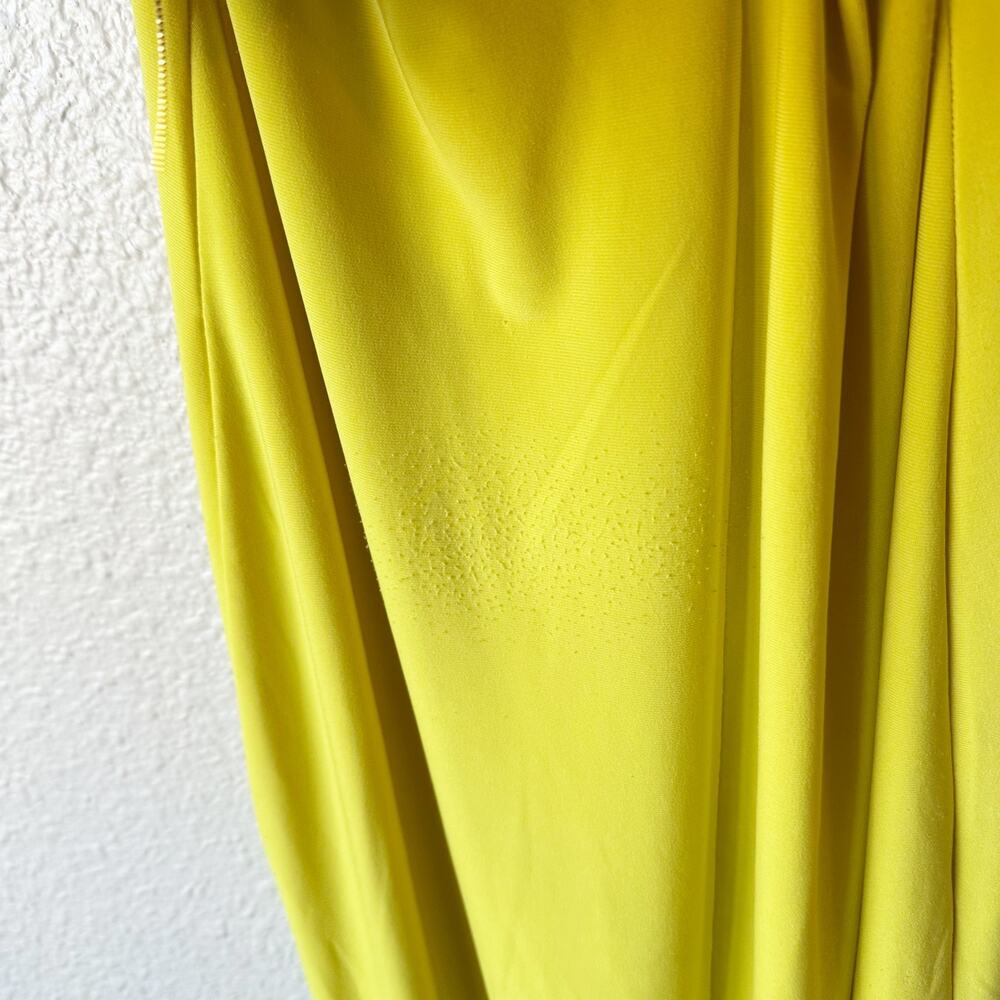 Norma Kamali Halter Turtle Side SlitCowl Neck Fishtail Maxi Dress Chartreuse XXS - Picture 10 of 10